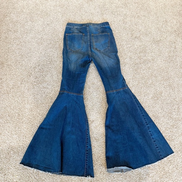 FREE PEOPLE WOMEN'S DARK WASH HIGH RISE JUST FLOAT ON FLARE JEANS size 26 5🌟 - Picture 14 of 16